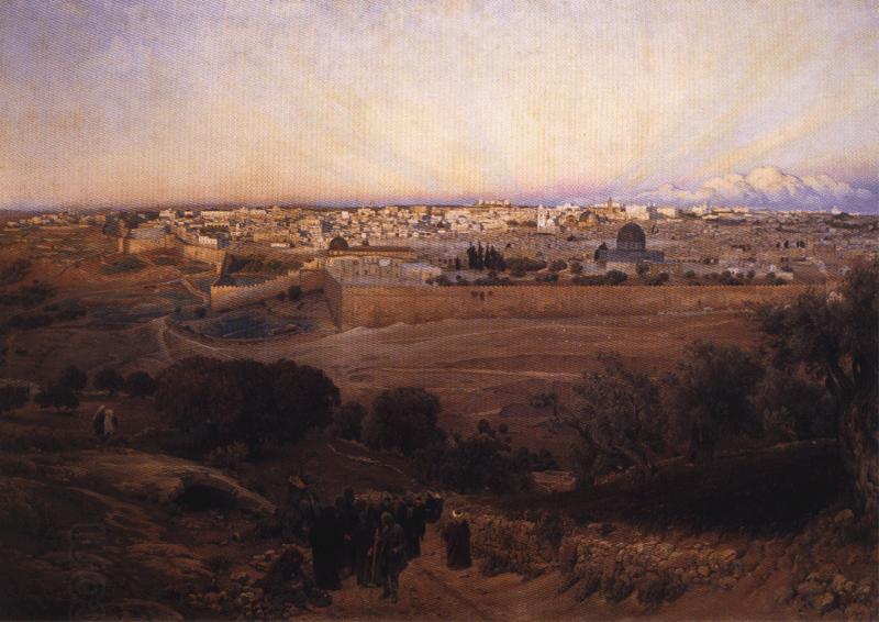 Gustav Bauernfeind Jerusalem from the Mount of Olives. China oil painting art